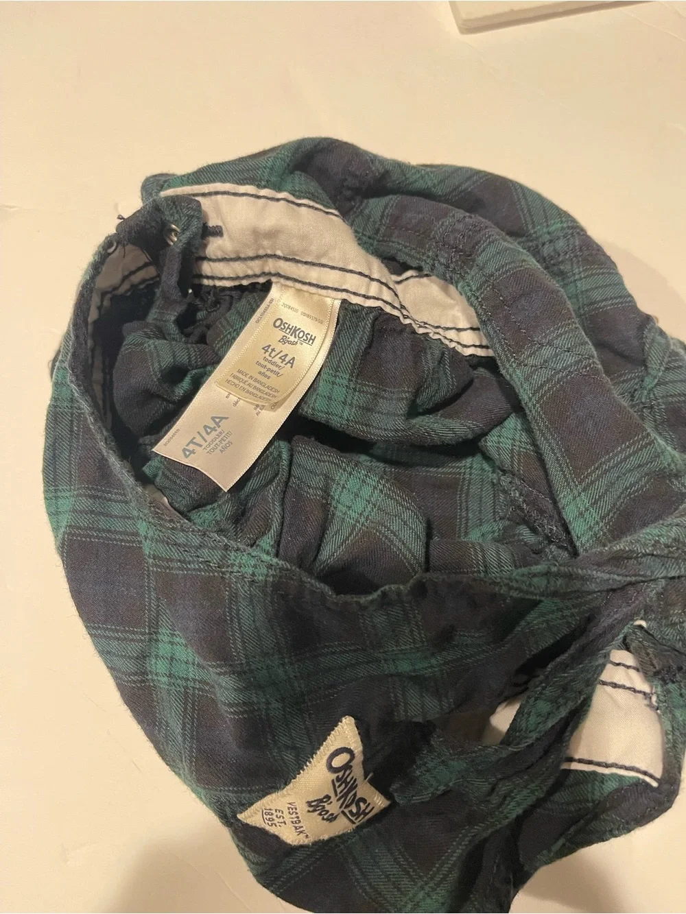 OshKosh B'gosh 4t Green and navy Plaid Girls' Pinafore overall dress tiered